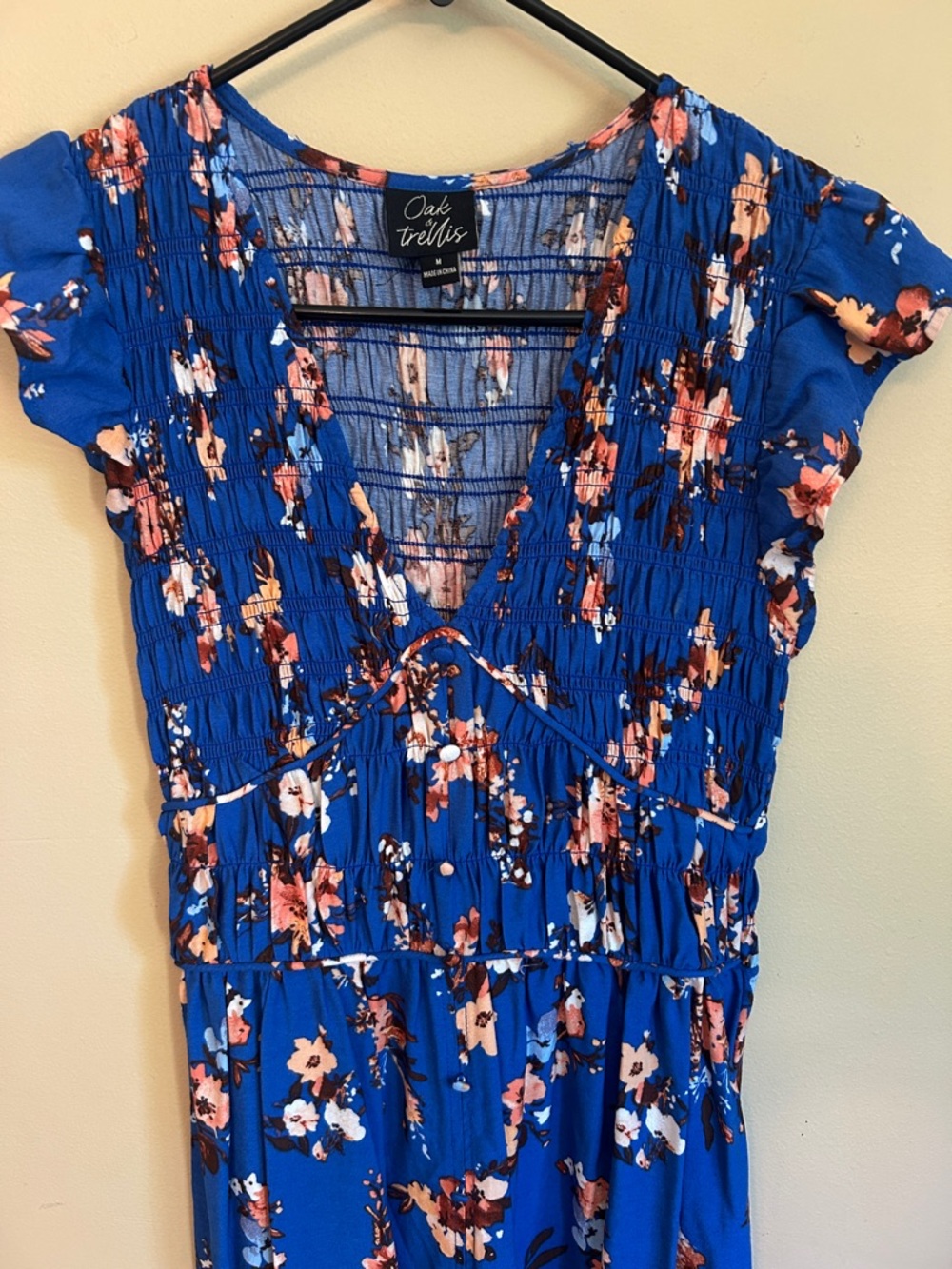 Oak & Trellis Blue Floral V-Neck Tiered Maxi Dress NWOT - Picture 3 of 5